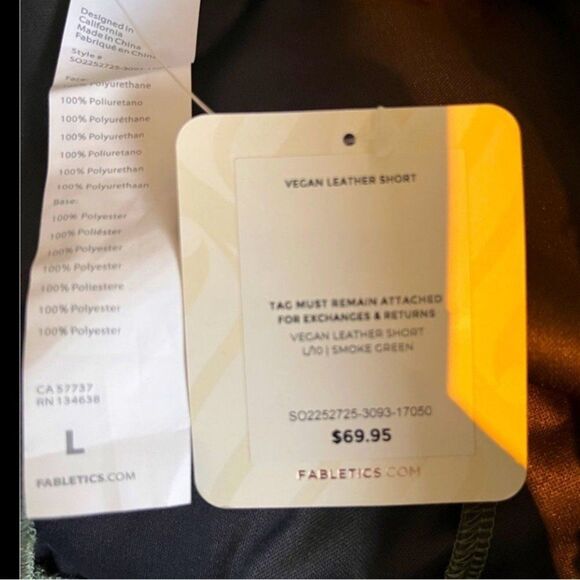 Fabletics Vegan Leather High Waist Green Stretch Athleisure Shorts  SZ Large NWT - Picture 8 of 10